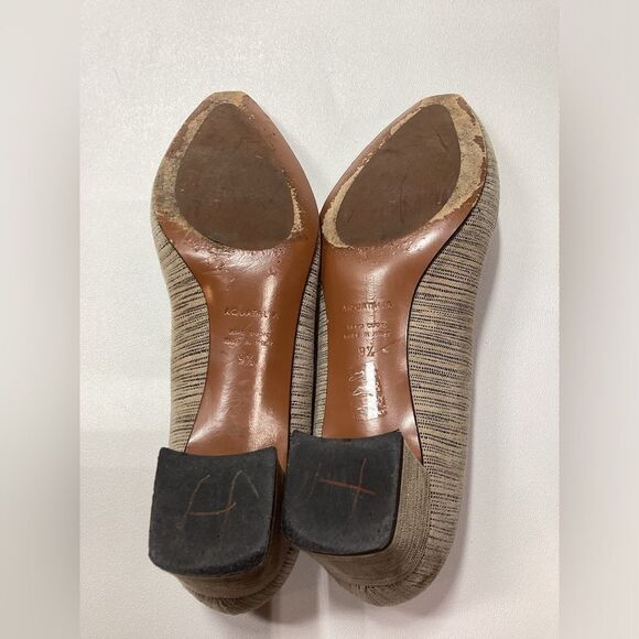 Aquatalia Phoebe Nubuck Suede Block Heel Pumps – Tan Brown Striped, Size 9.5 - Picture 12 of 15